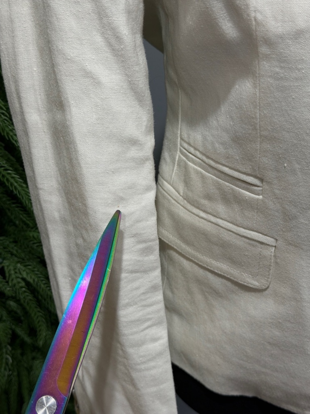 J.Crew Linen Blazer Ivory Cream Tailored Jacket Size 2 Classic Preppy - Picture 6 of 13